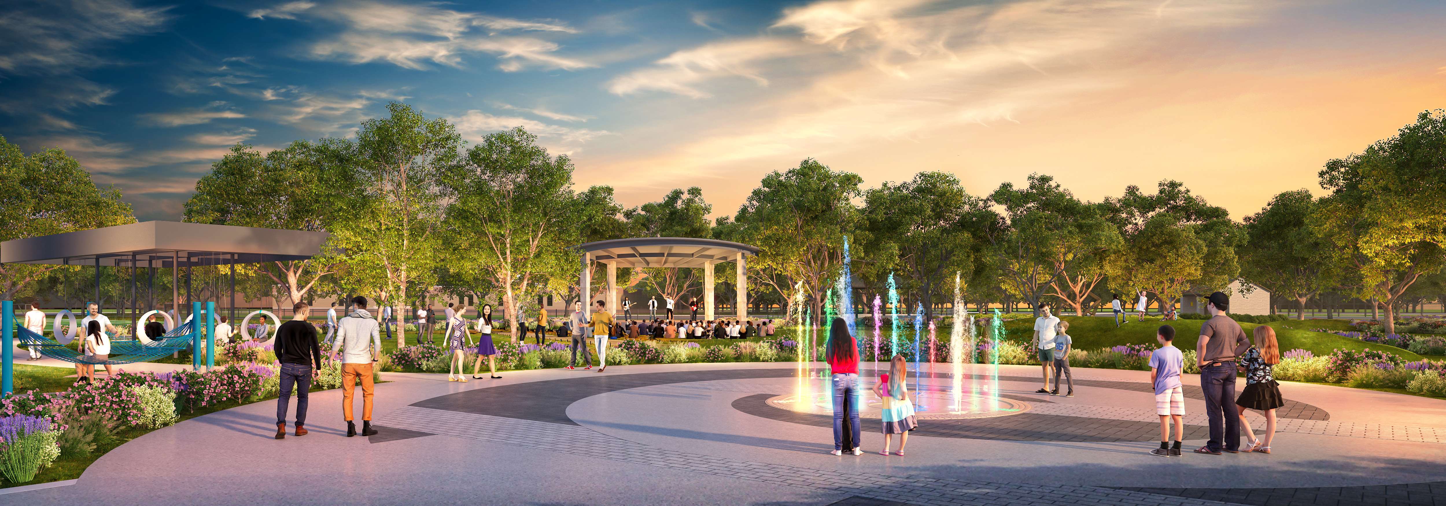 Heath-Towne-Center-Park-Recreation-Theater-Exterior-Eye-Level-Dusk-Heath-Texas